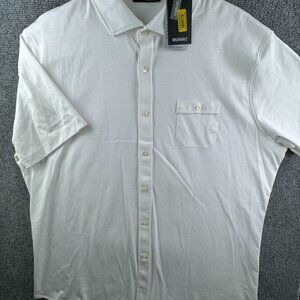 NWT Murano Liquid Luxury Mens 2XL White Button Up Short Sleeve Shirt SOFT